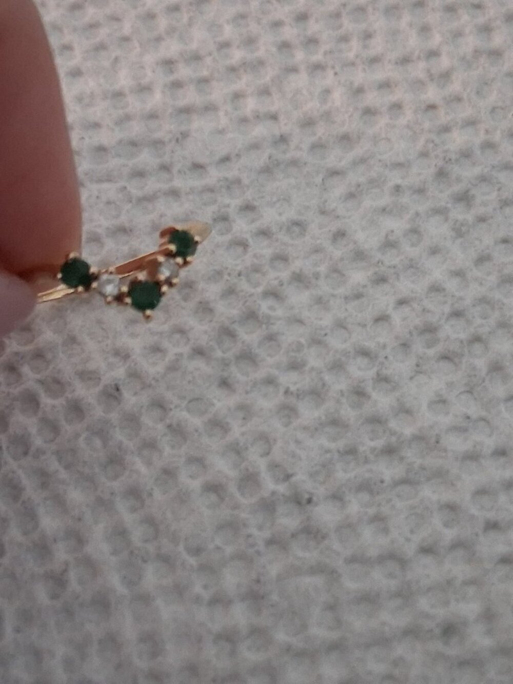 Emerald and Diamond Wishbone Ring 14k Yellow Gold - size 4